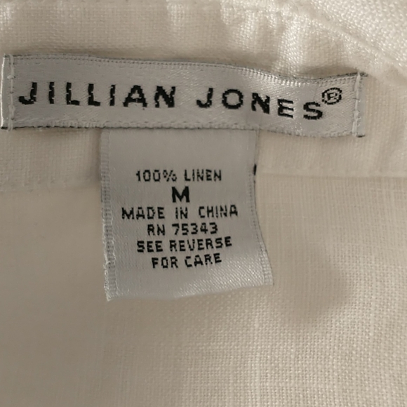 Two 100% Linen Blouses Lightweight White + 3/4 sleeve M Natural Fiber one floral - Picture 8 of 13